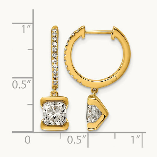 Princess Hoop Dangle Earrings, 2.25 ct tw Lab-Grown Diamond