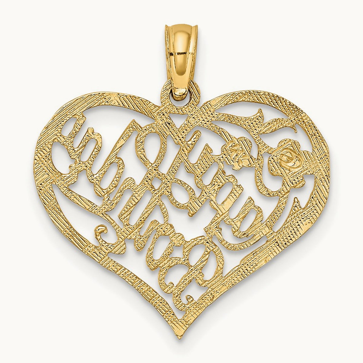 Solid HAPPY BIRTHDAY Heart Charm, 14K