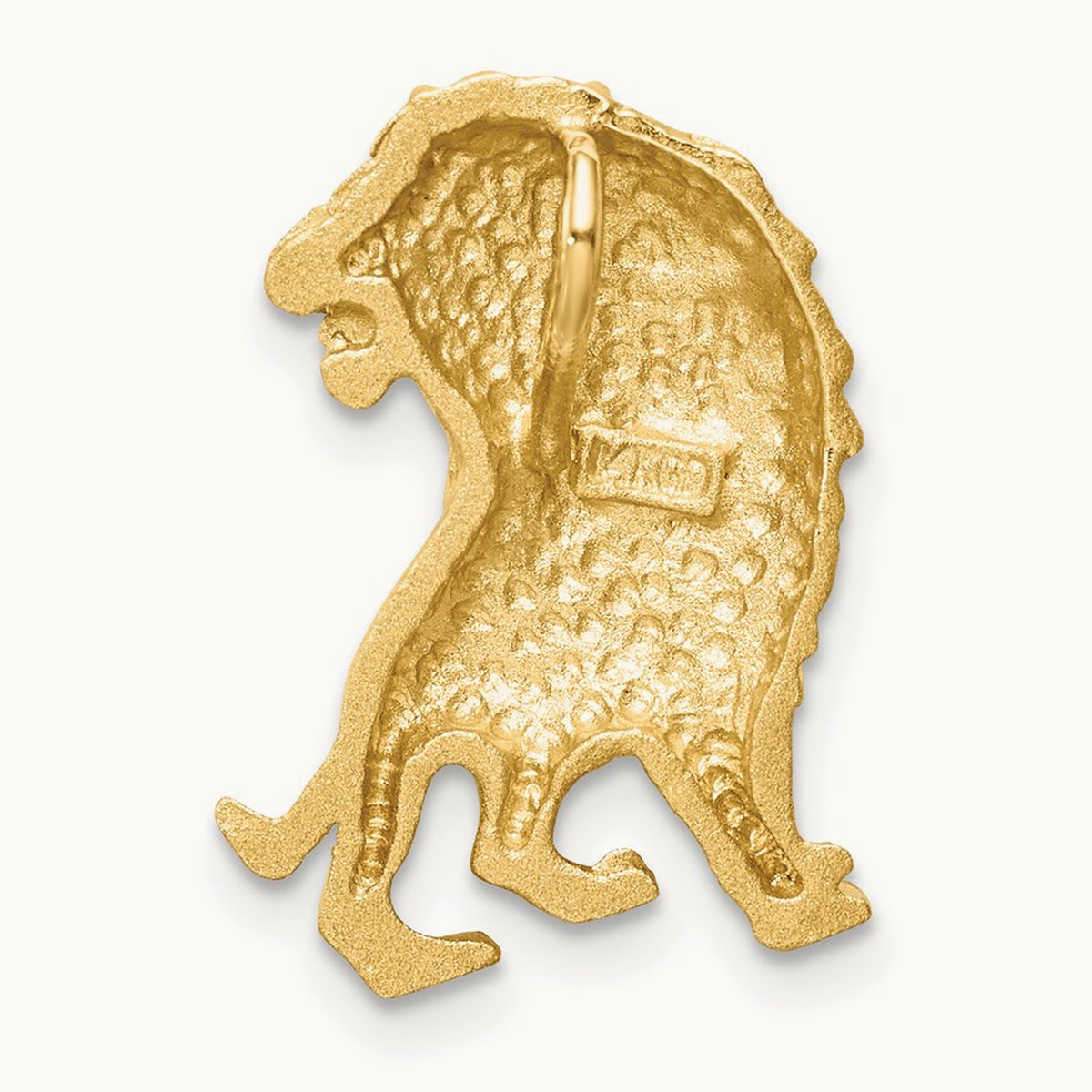 Brushed Diamond-cut Lion Chain Slide, 14K