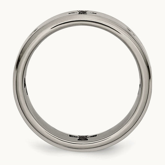 Brushed & Polished 1/20ct Diamond Cross Cut Out Band, 7mm, Titanium