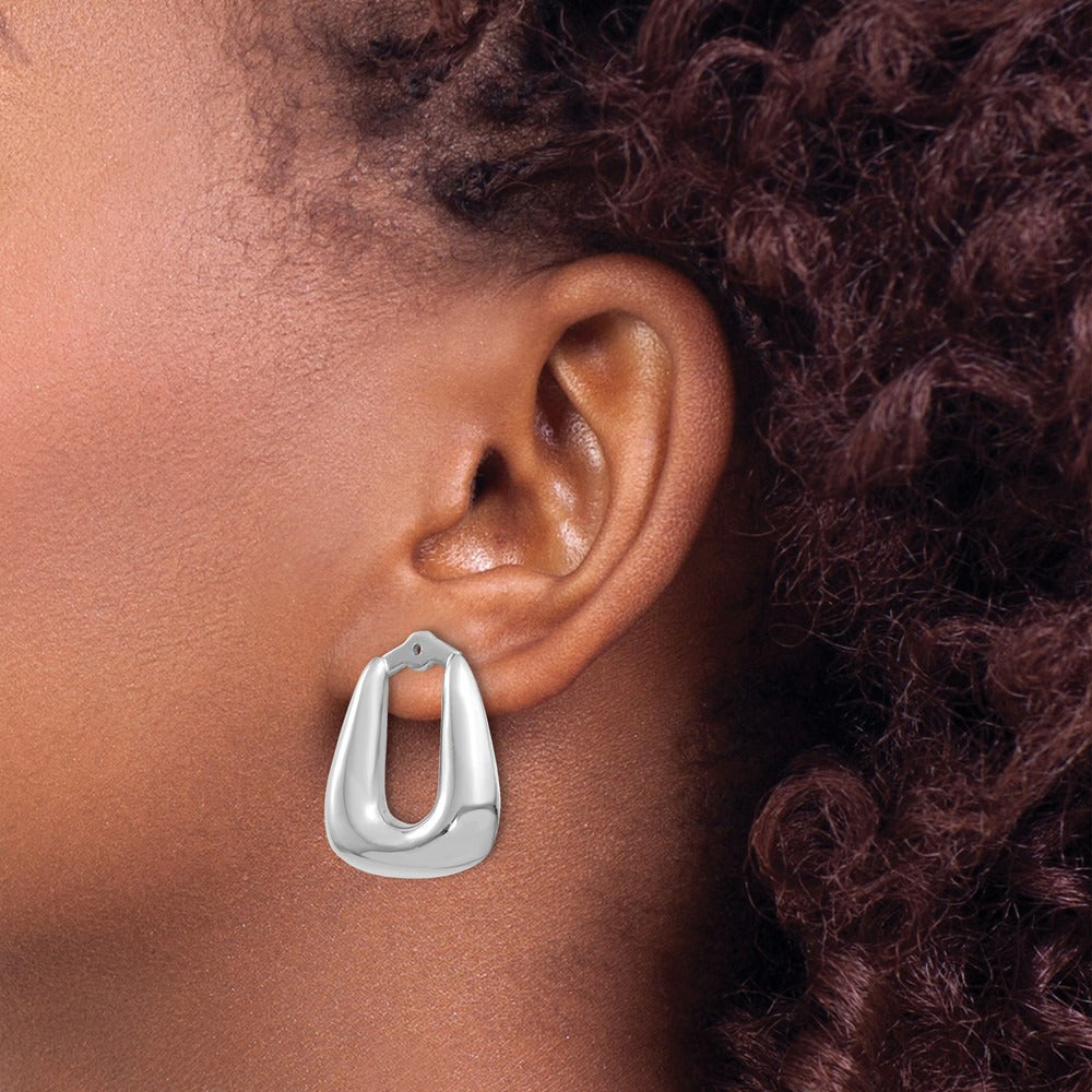 Polished Hoop Earring Jackets — 14K White Gold