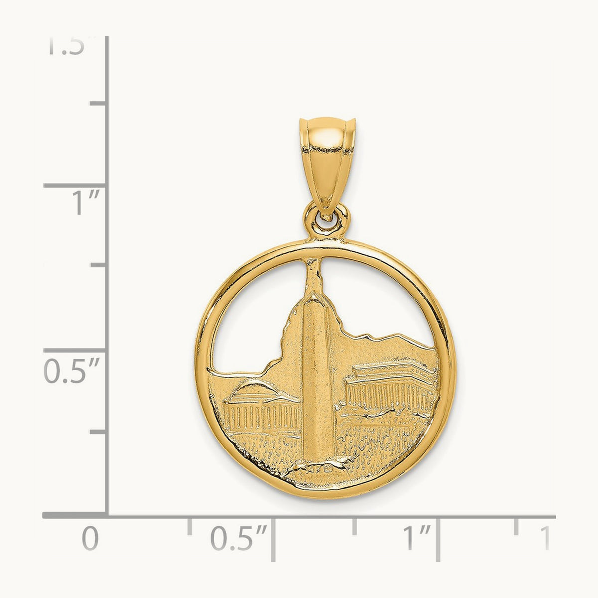 Washington D.C. Skyline Circle Charm, 14K