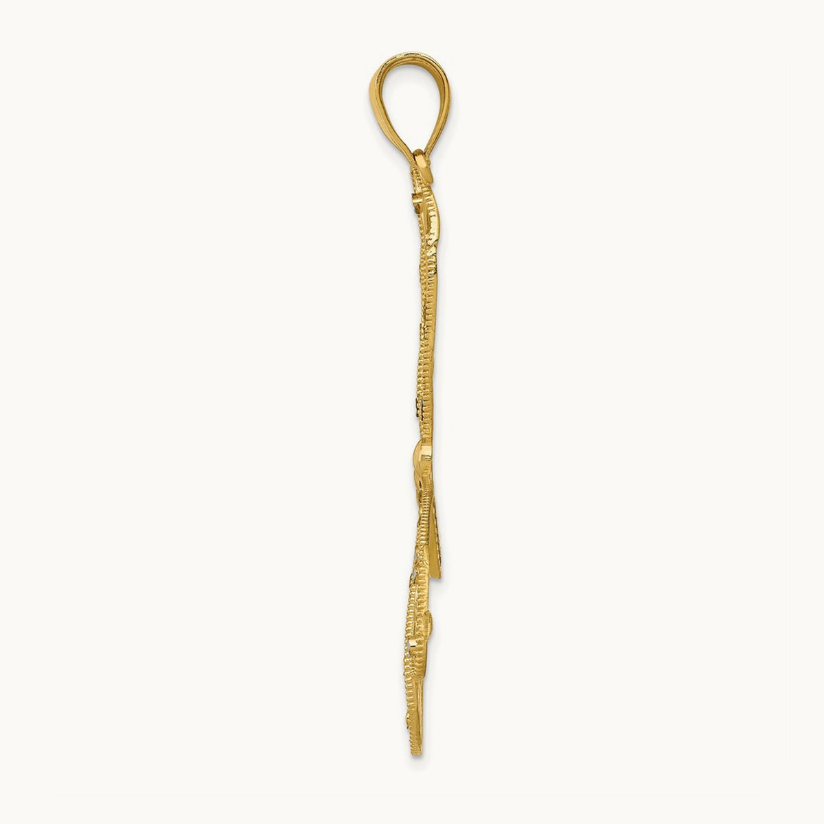 w/Rhodium Polished D/C Filigree Dragonfly Pendant, 14K