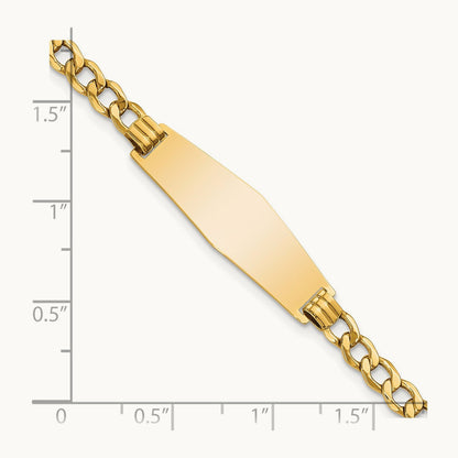 Semi-solid Soft Diamond Shape Curb Link ID Bracelet, 14K
