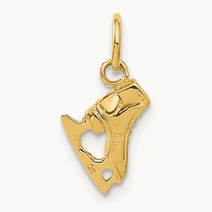 3D Ice Skate Charm, 14K
