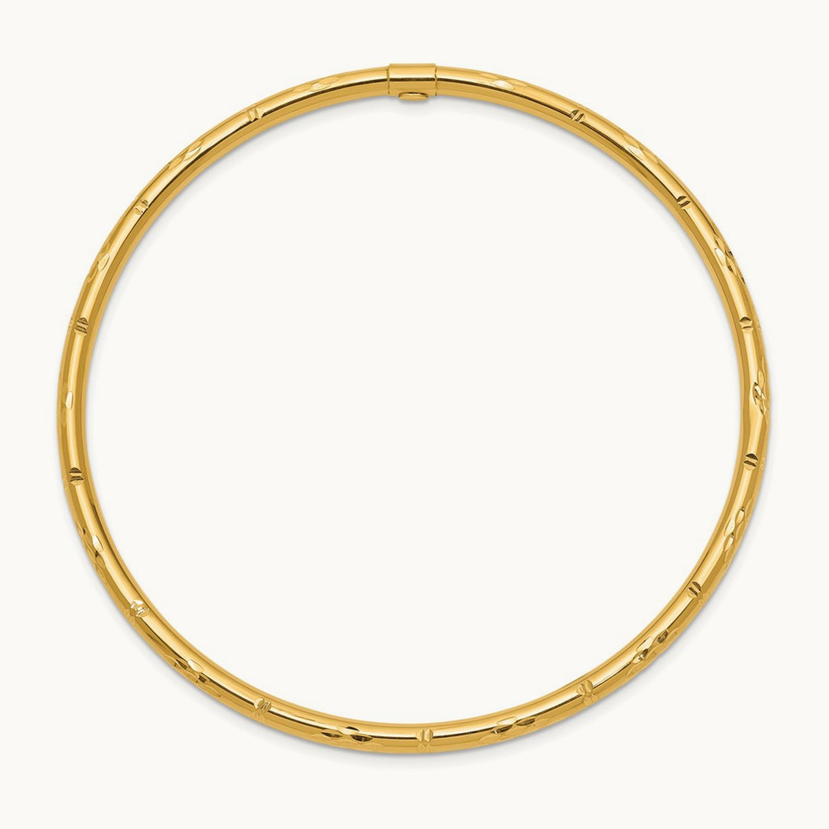 Polished Diamond-cut Slip-on Bangle — 14K Yellow Gold