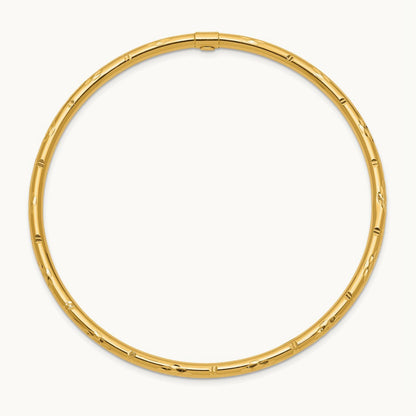 Polished Diamond-cut Slip-on Bangle — 14K Yellow Gold