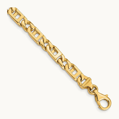 Hand-Polished Fancy Link Bracelet, 5.9mm, 14K