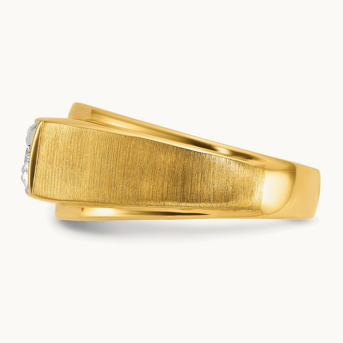 IBGoodman Men's Polished and Satin Diamond Complete Ring, 14K Two-tone