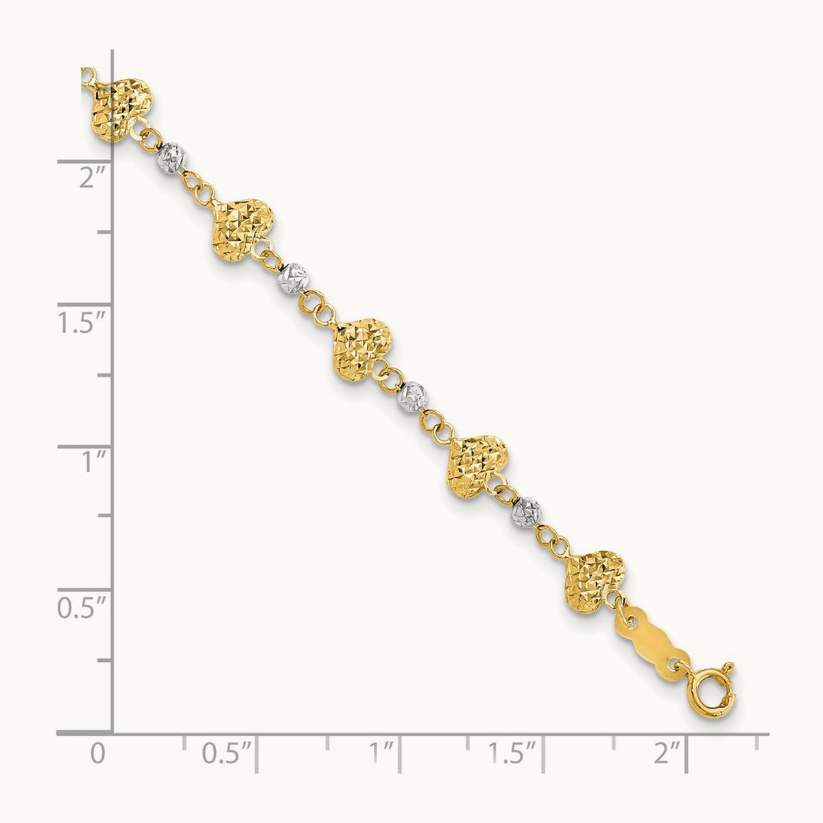 D/C Heart Link Bracelet, 14K Two Tone