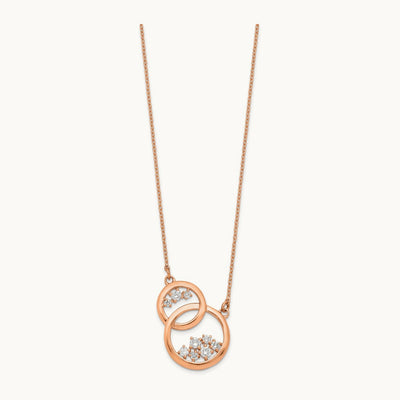 Polished Diamond Double Circle 18in Necklace, 14K Rose Gold