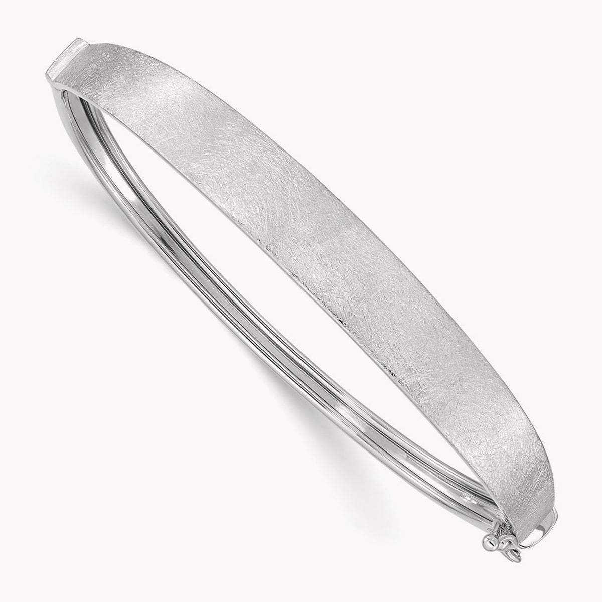 Satin Finish Graduated Hinged Bangle — 14K White Gold