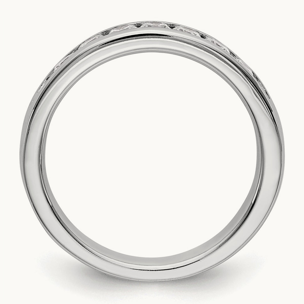 7-Stone Diamond Channel Band, 14K White Gold