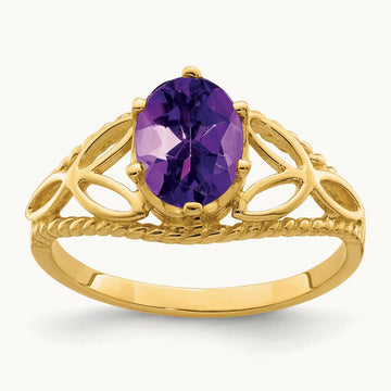8x6mm Oval Amethyst ring, 14K