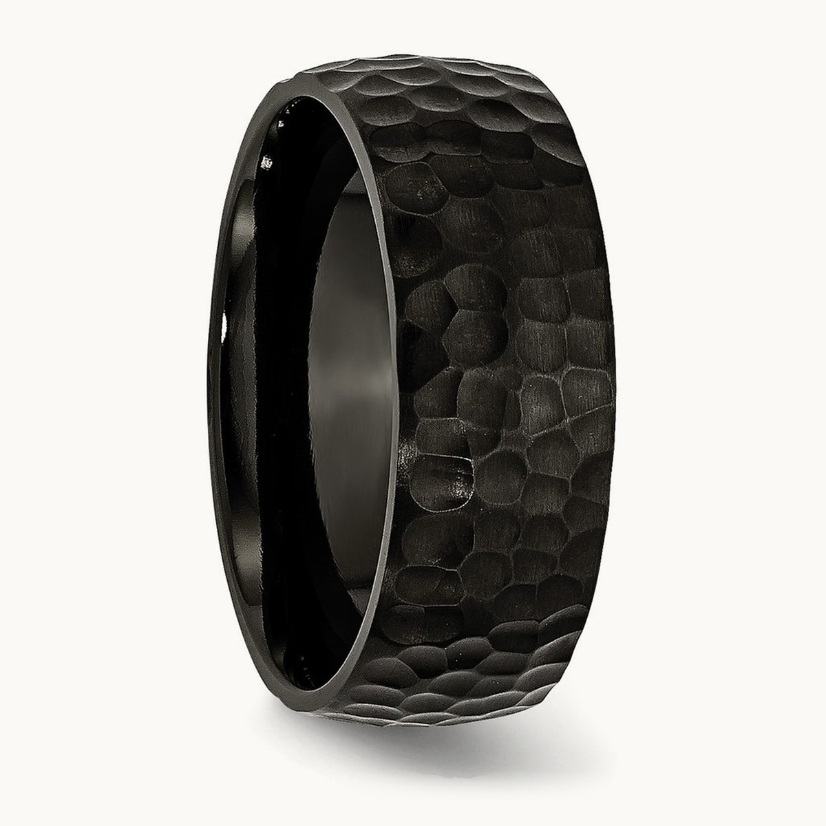 Brushed and Polished Hammered Black IP-plated Band — photo set