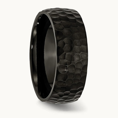 Brushed and Polished Hammered Black IP-plated Band — photo set