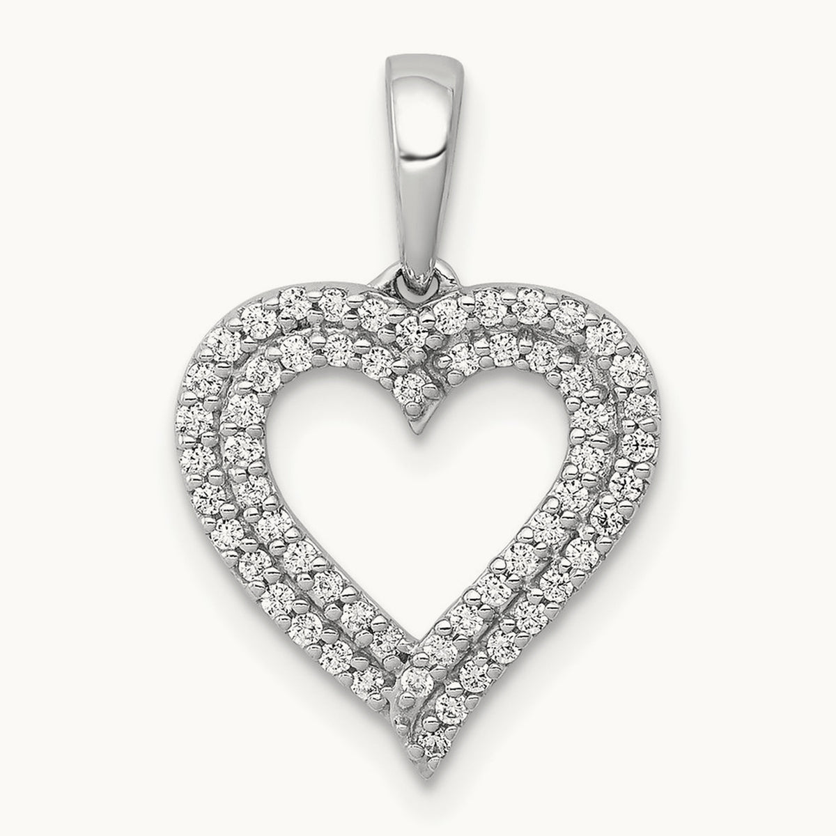 Double Row Heart Pendant, 0.25 ct tw Lab-Grown Diamond