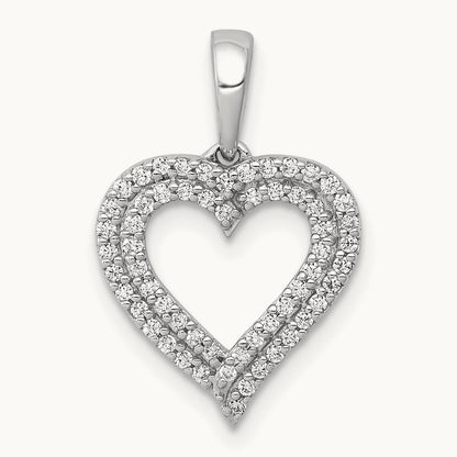 Double Row Heart Pendant, 0.25 ct tw Lab-Grown Diamond