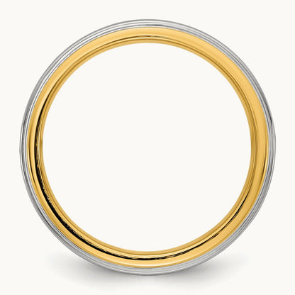 Y/W Step Edge Wedding Band, 8mm, 14K Two-tone