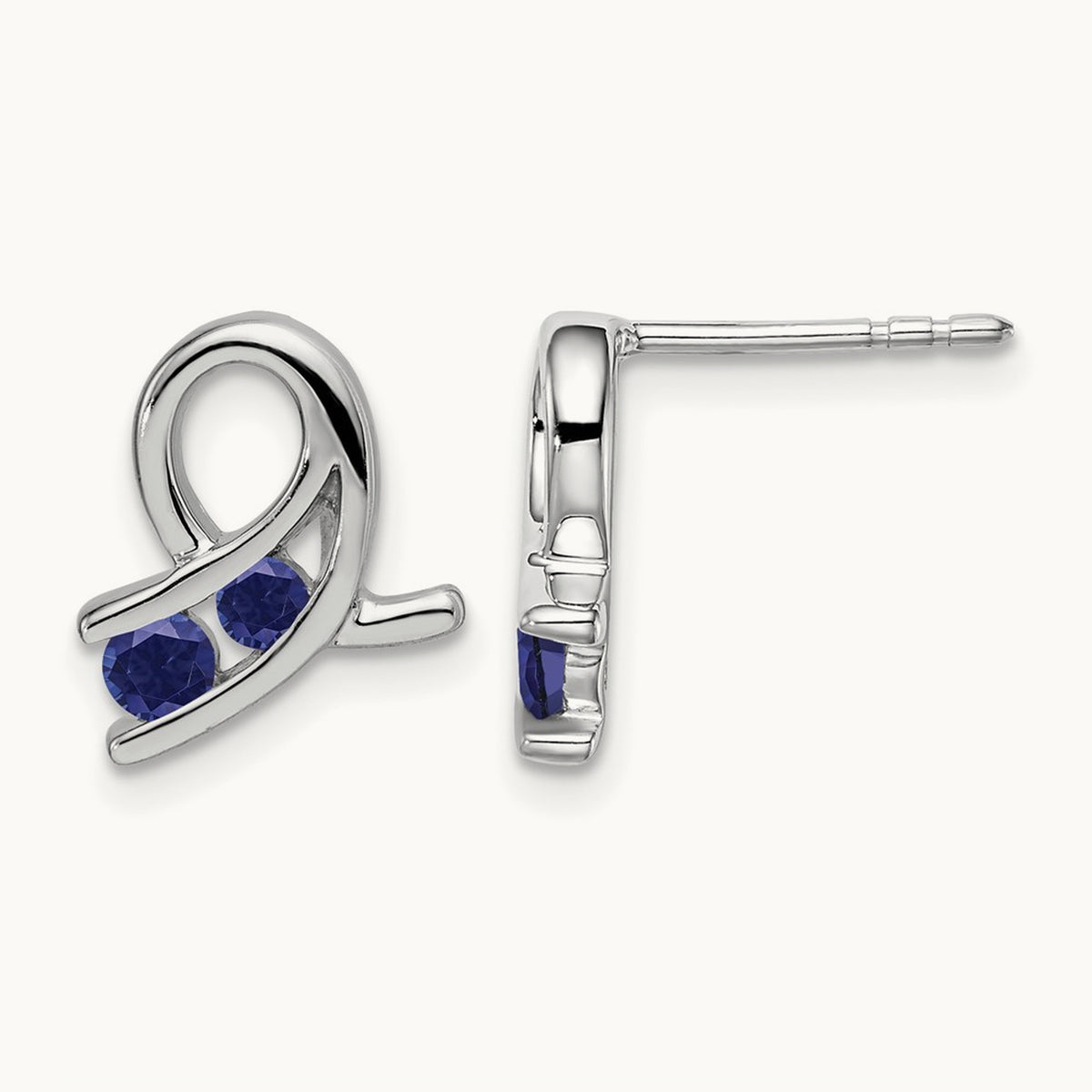 Created Sapphire Earrings, 14K White Gold