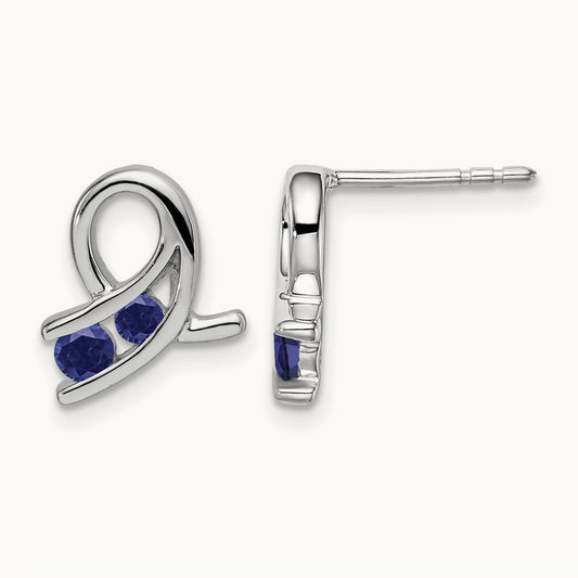 Created Sapphire Earrings, 14K White Gold