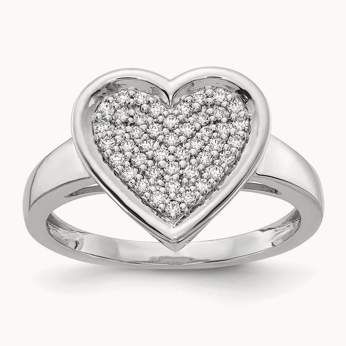 Diamond Fancy Heart Ring, 14K White Gold
