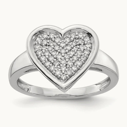 Diamond Fancy Heart Ring, 14K White Gold