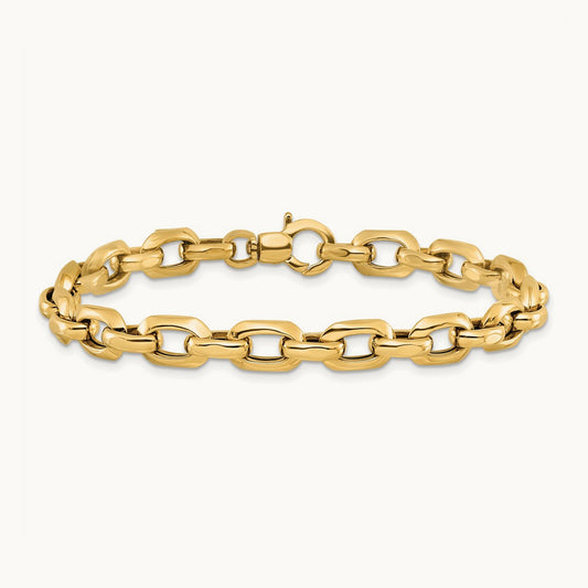 Polished Fancy Link Bracelet, 14K