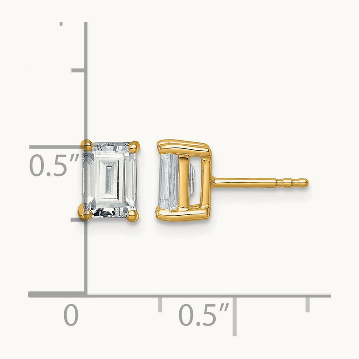 Emerald Four-Prong Stud Earrings, 0.50-6.00 ct tw Lab-Grown Diamond — 2 ct, 14K Yellow Gold