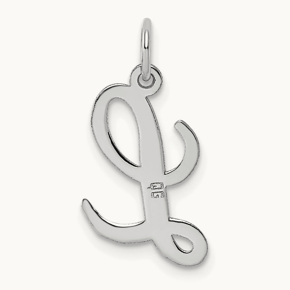 Medium Script Initial Charm — 14K White Gold, L