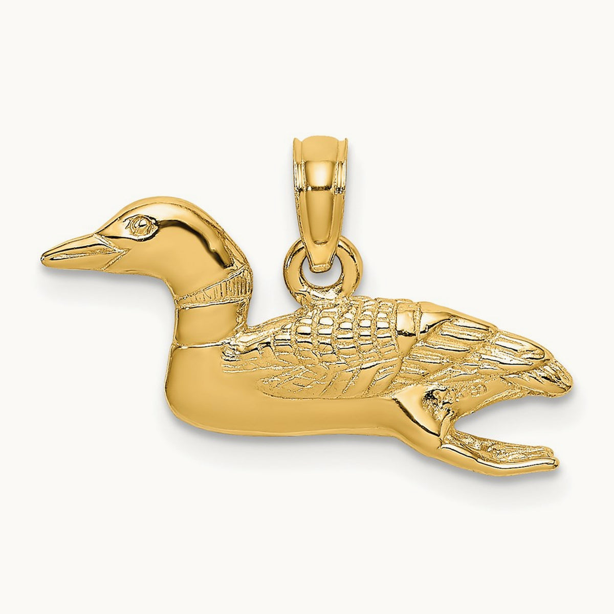 Solid Polished 3-Dimensional Mallard Charm, 14K