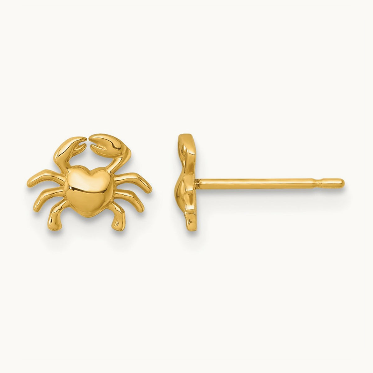 Polished Crab Post Earrings, 14K