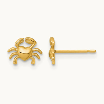 Polished Crab Post Earrings, 14K