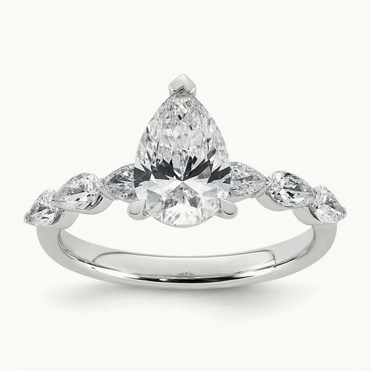 Pear Center with Pear Sides Ring, 2 1/8-4 7/8 ct Lab-Grown Diamond