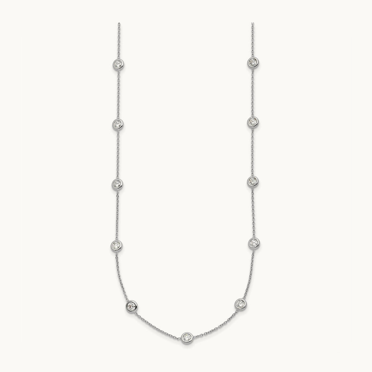 Platinum Polished Bezel Set Station Necklace, 1.50 ct tw Lab-Grown Diamond