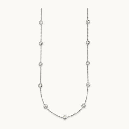 Platinum Polished Bezel Set Station Necklace, 1.50 ct tw Lab-Grown Diamond