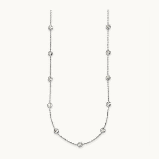 Platinum Polished Bezel Set Station Necklace, 1.50 ct tw Lab-Grown Diamond