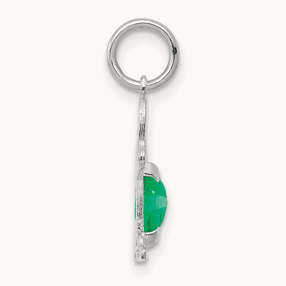 Boy 6x4 Oval Genuine Emerald-May — 14K White Gold