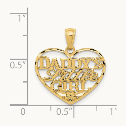 Diamond-cut DADDYS LITTLE GIRL Heart Pendant, 14K