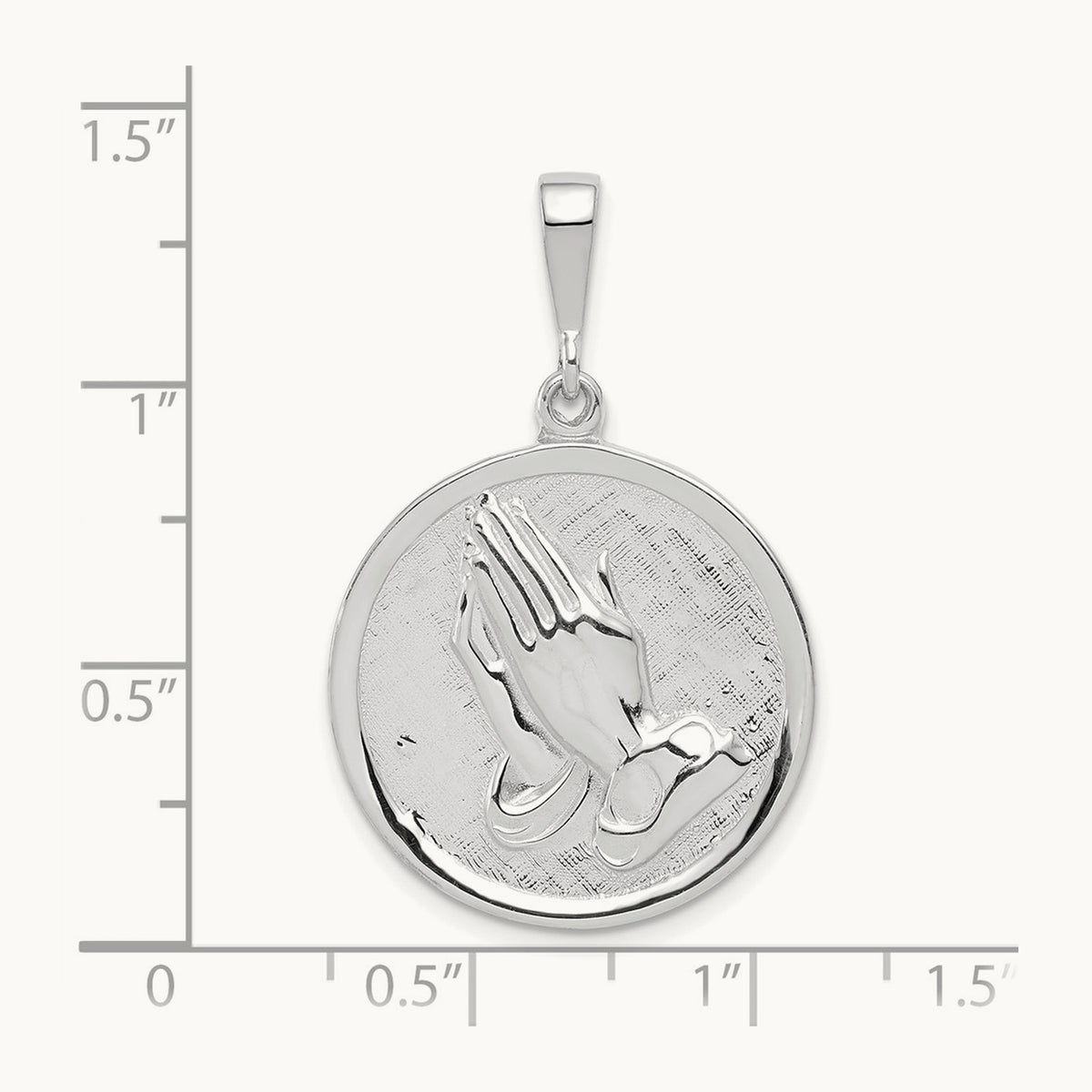 Praying Hands and Serenity Prayer Pendant — 14K White Gold