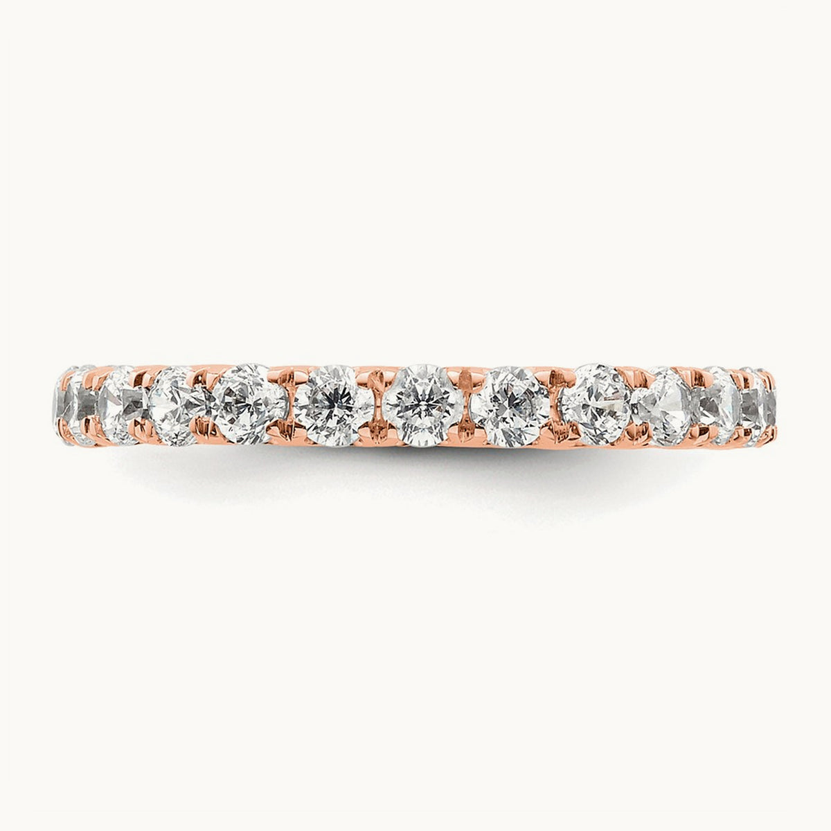 Polished U Shared Prong Diamond Eternity Band, 1.00 ct tw — 14K Rose Gold