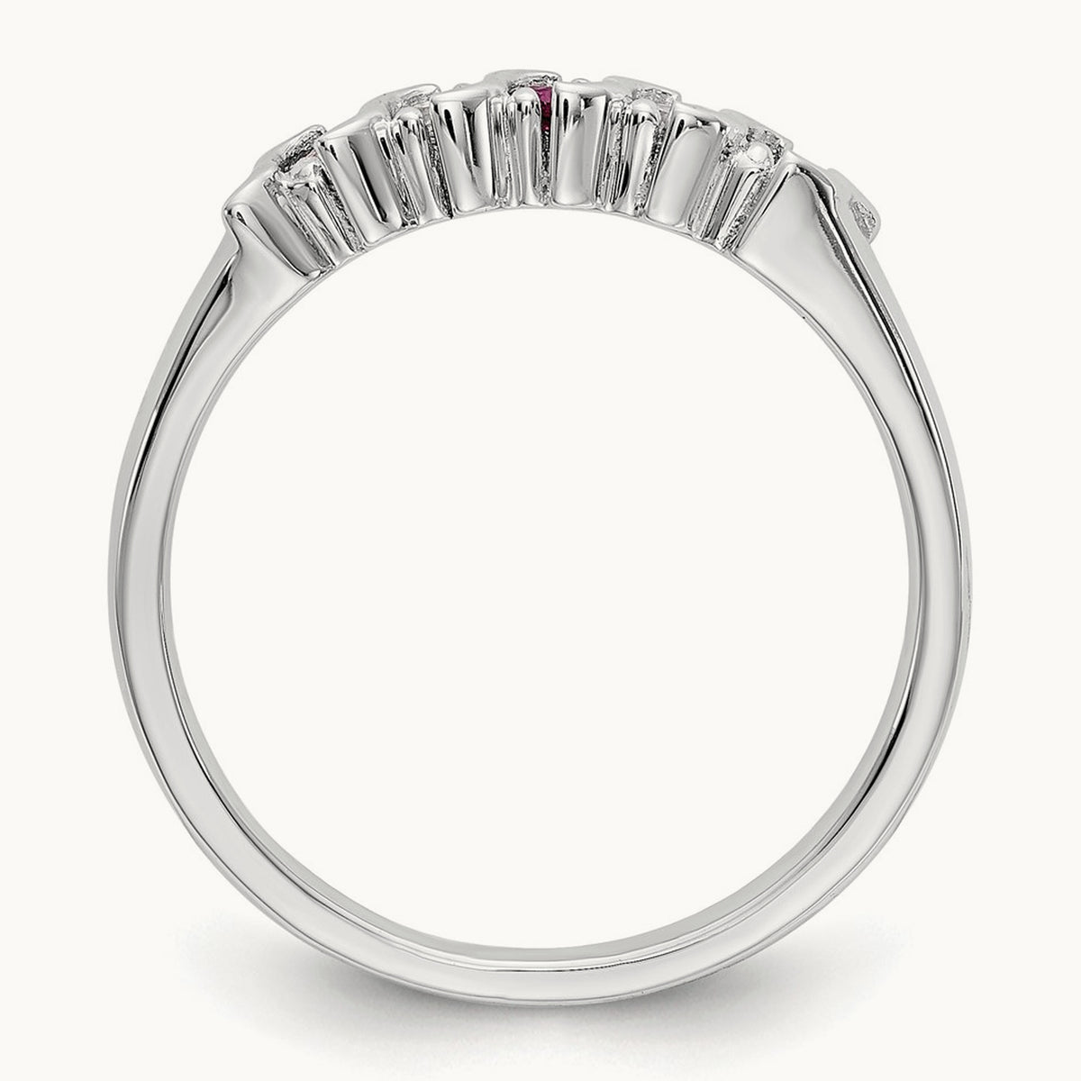 Diamond with Ruby Band — 14K White Gold, 0.09 ct, 7