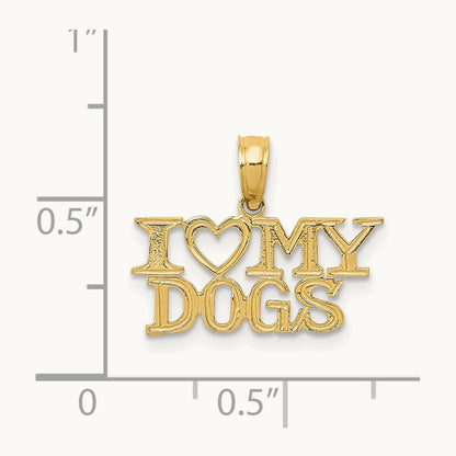 I HEART MY DOGS Pendant, 14K
