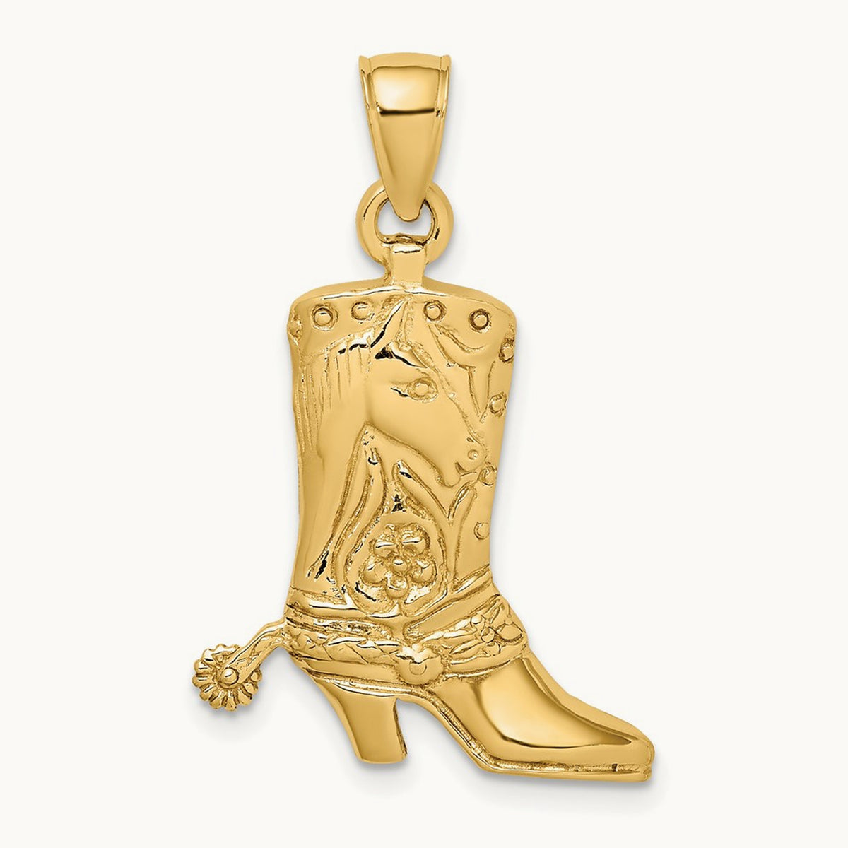 Cowboy Boot with Spur Charm, 14K
