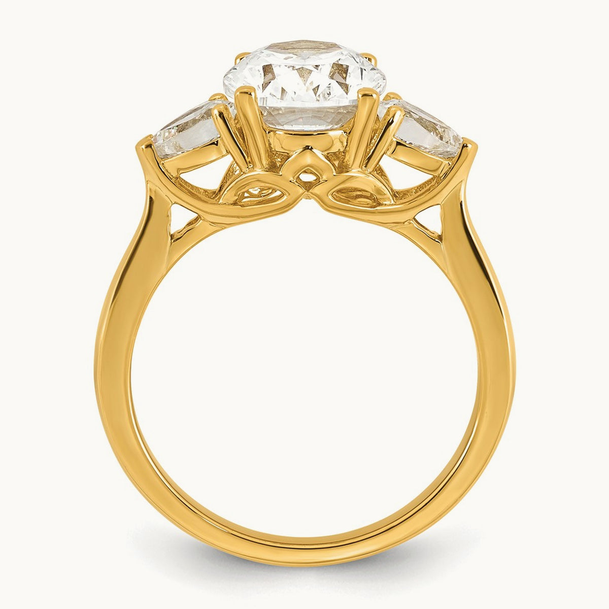 Oval/Pear 3 Stone Engagement Ring, 1.25-3.50 ct tw Lab-Grown Diamond — 2 1/2 ct, 14K Yellow Gold