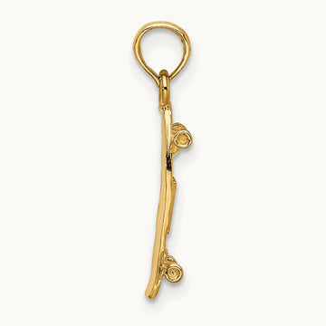 3-D Skate Board Charm, 14K