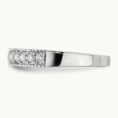 Diamond Beaded Edge Band, 14K White Gold