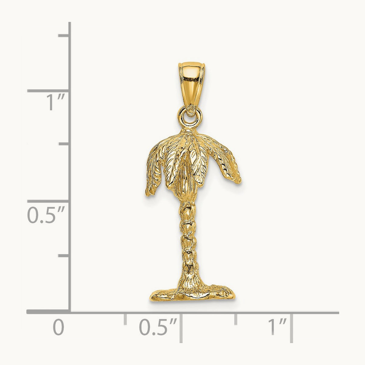 3-D Textured Palm Tree Charm, 14K