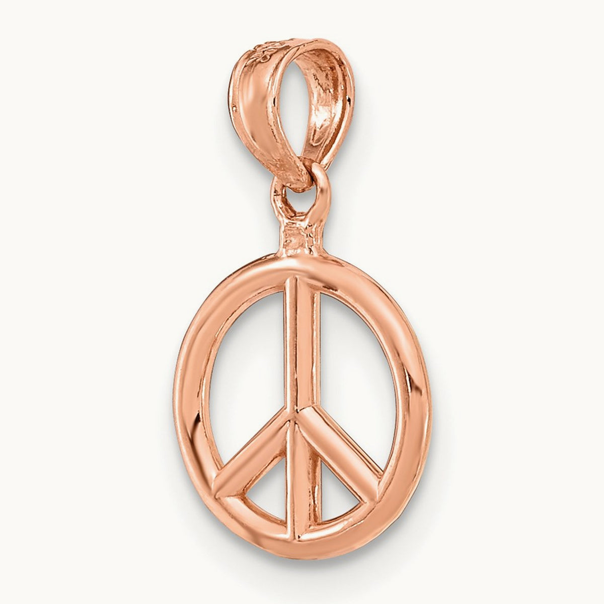 3-D Peace Symbol Charm — 14K Rose Gold, 17.5mm