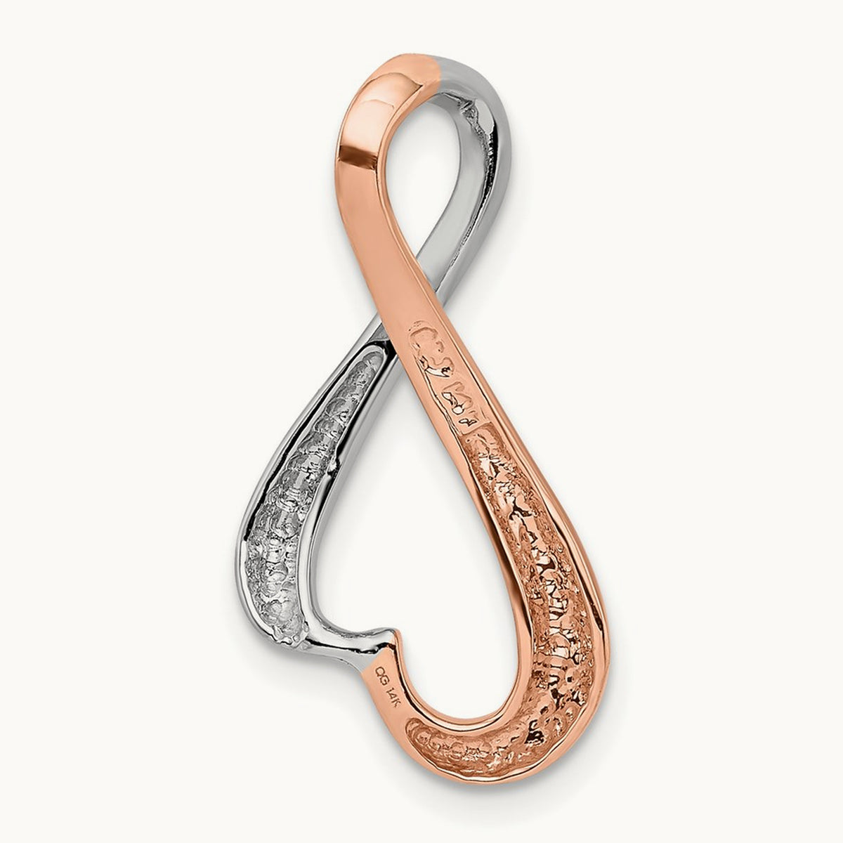 Omega Slide Fits up to Regular, 6mm Fancy, 4mm, 14K White Gold with Rose
